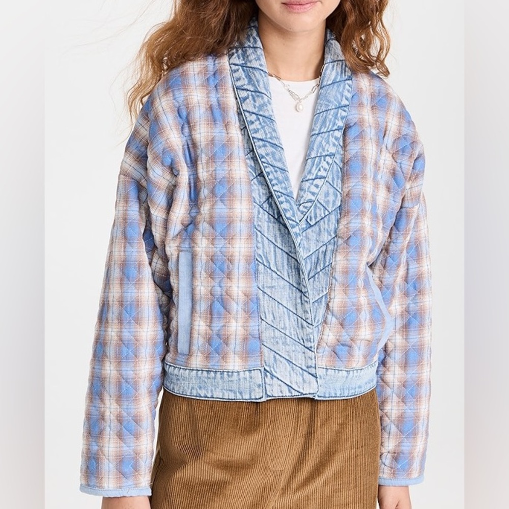 BLANKNYC Fall For You Plaid Quilted Kimono Jacket